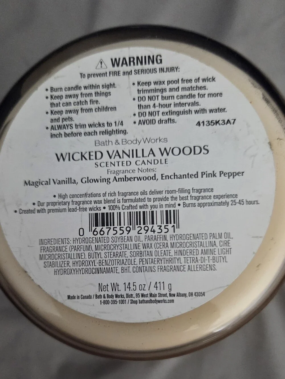 🔺️🆕️🔺️Bath & Body Works Wicked Vanilla Woods Candle - Gold & Black - Picture 7 of 7